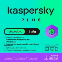 Antivirus Kaspersky Plus, Para 1 Pc, Lic 1 Año, Producto Virtual.