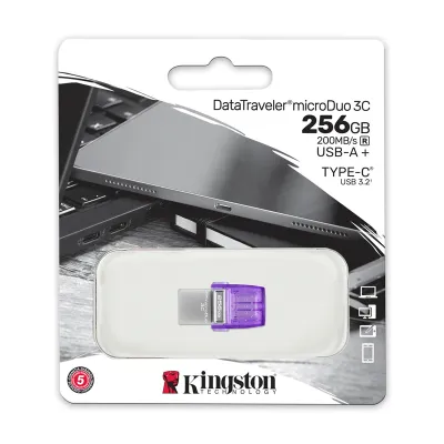 Memoria Flash USB Kingston 256GB Datatraveler Microduo 3C 200Mb/S Dual USB-A + USB-C