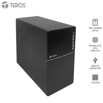 Case Teros Te-1038S, Factor De Forma Atx, 250 W, USB 3.0 / 2.0, Audio, Negro.el