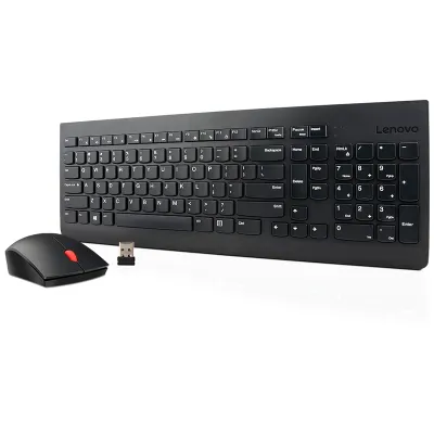 Teclado + Mouse Lenovo, Inalámbrico, Color Negro,(Kit Combo)Conexión Por Recepto