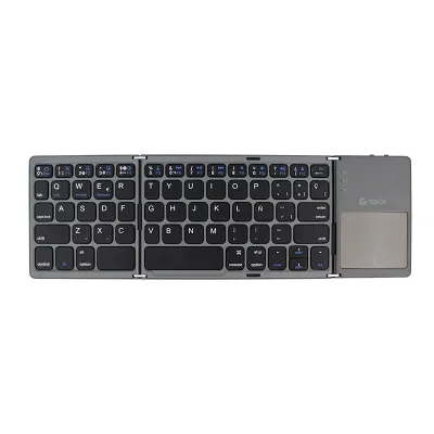 Teclado Inalámbrico Plegable Teros Te-4075S, BT 3.0, Grislleva La Productividad