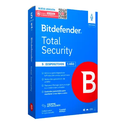 Bitdefender Total Security - Licencia De 1 Año Para 5 Dispositivosel Bitdefender